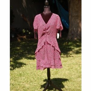 Bar III Dotted Short Sleeve Fit And Flare Mini Dress